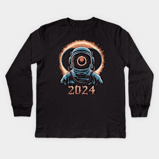 Astronaut’s Eclipse Odyssey Kids Long Sleeve T-Shirt